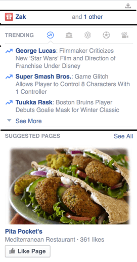 Facebook Right Sidebar Annotated